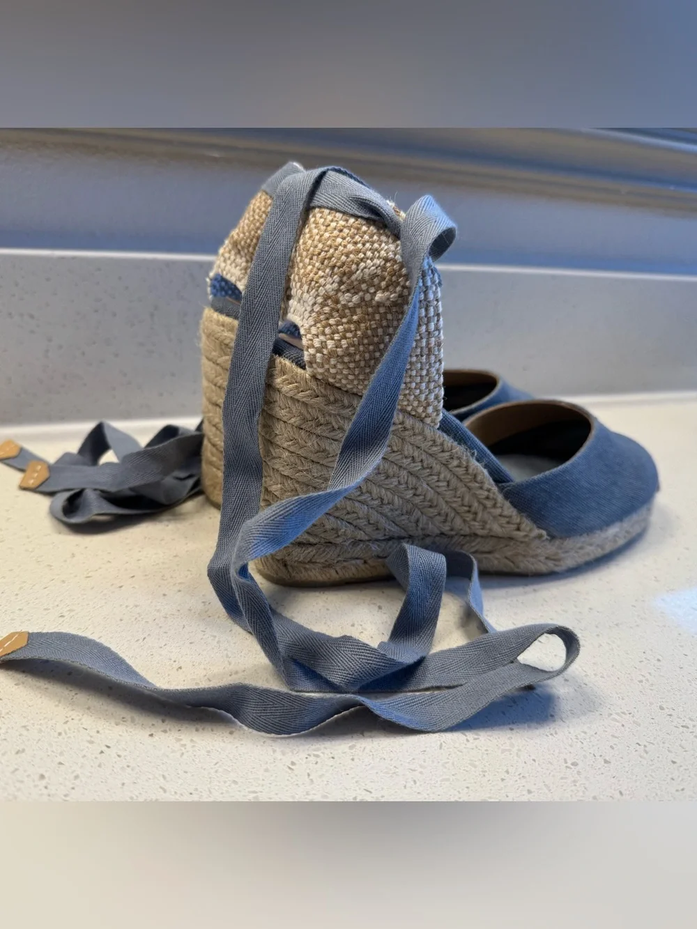 Carina Cotton Canvas Espadrilles 3” heel size 6.5